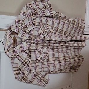 Snap Up Shirt M Purple and White